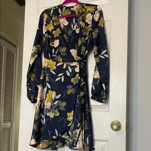 Lulu's Navy Floral Long Sleeve Dress